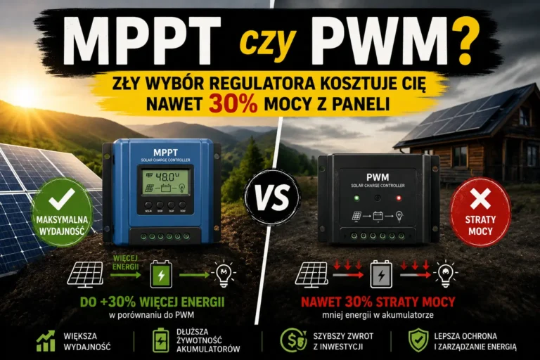porównanie strat mocy regulator PWM a MPPT